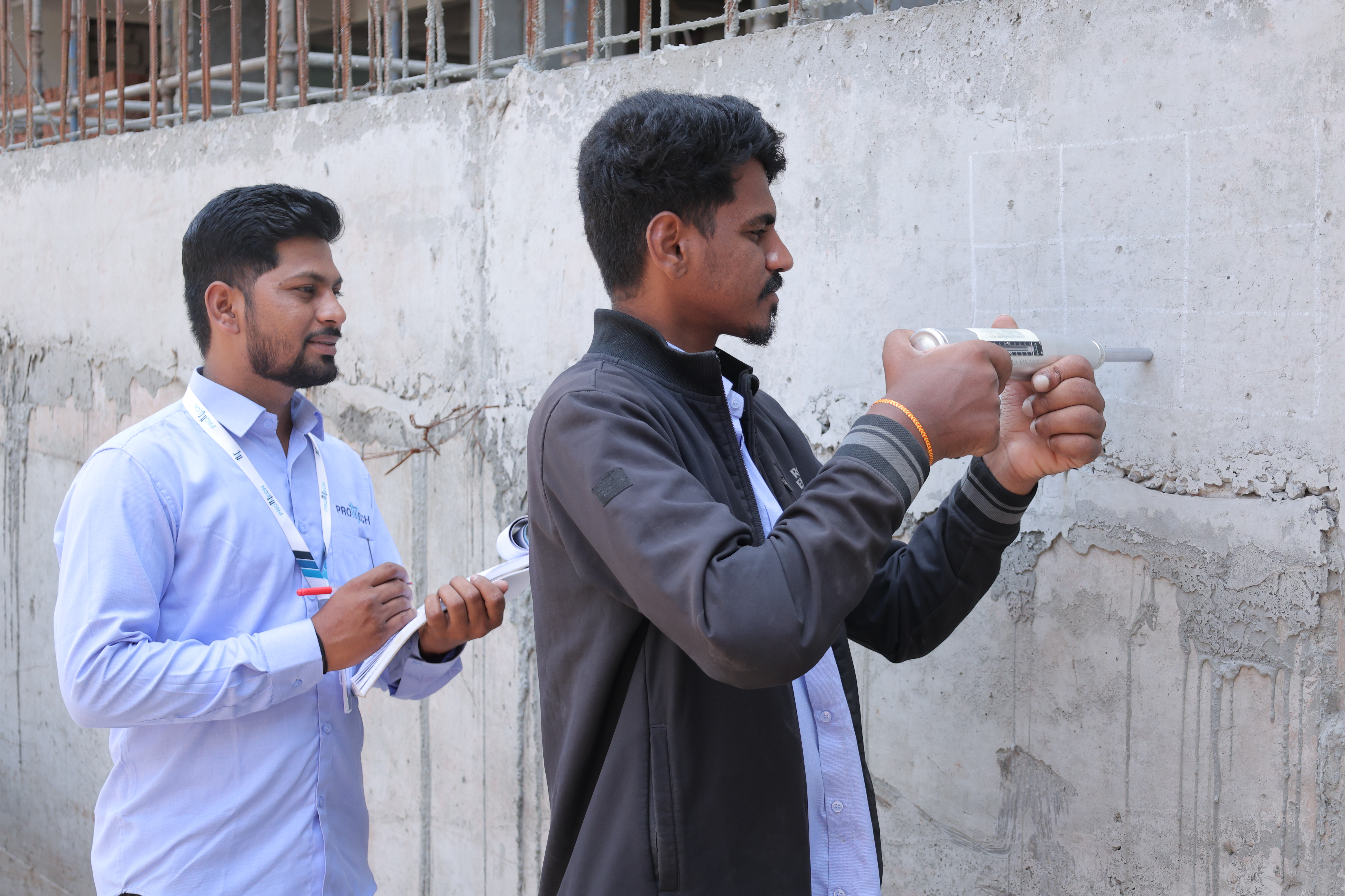 Non-destructive testing to assess the quality and safety of construction materials.